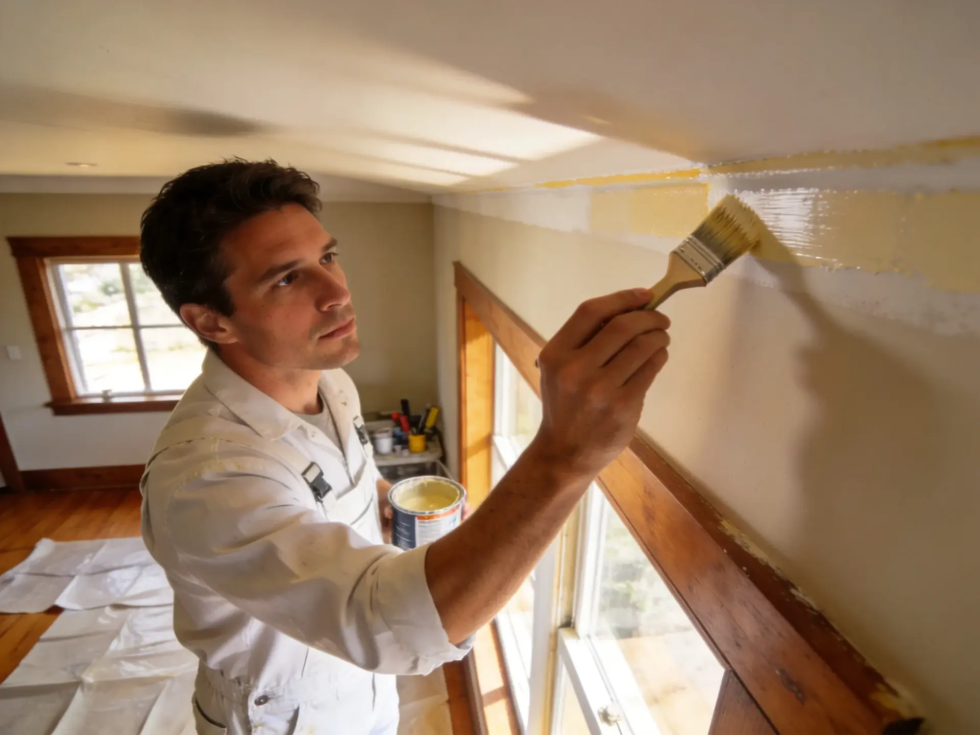 Tommy painting a home in Auckland